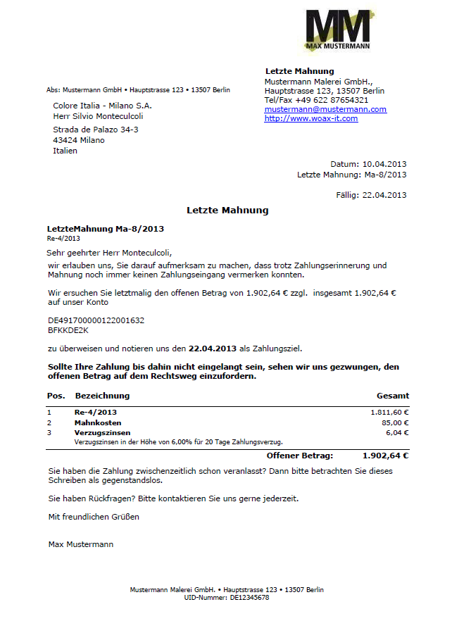Letzte Mahnung