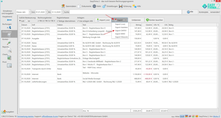 DATEV Schnittstelle in EasyFirma 2 - Datenexport an Ihren Steuerberater