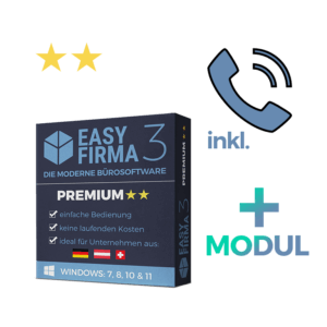 EasyFirma 3 Premium inklusive Telefonsupport und Zusatzmodul Plus