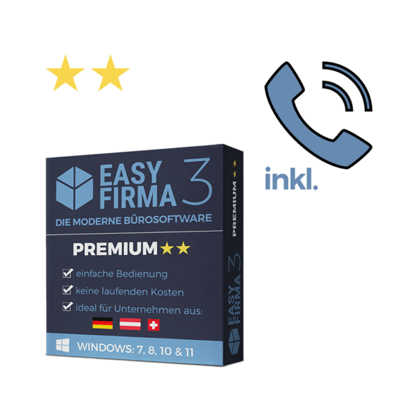 EasyFirma 3 Premium inklusive 1 Jahr Telefon Support
