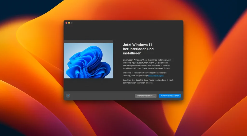 Parallels Windows installieren