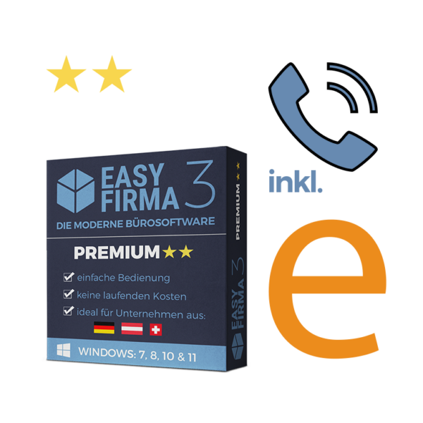 EasyFirma 3 Premium + Zusatzmodul E-Rechnung + 1 Jahr Support Vertrag