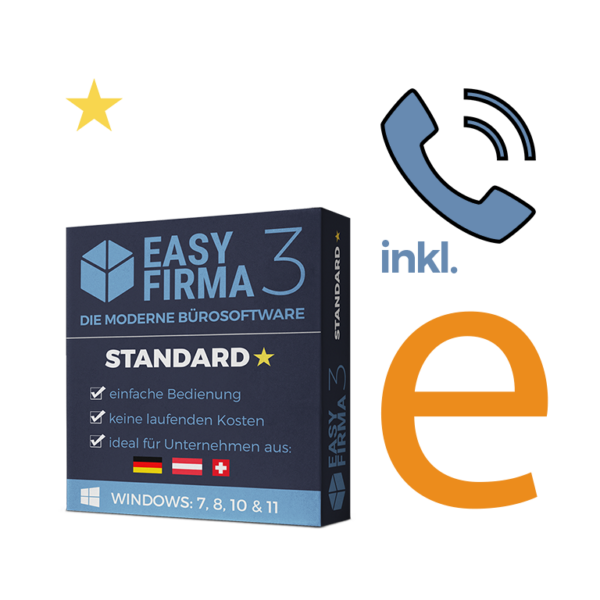 EasyFirma 3 Standard + Zusatzmodul E-Rechnung + 1 Jahr Support Vertrag