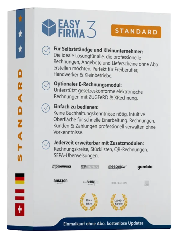 EasyFirma 3 Standard Rückseite Softwarebox