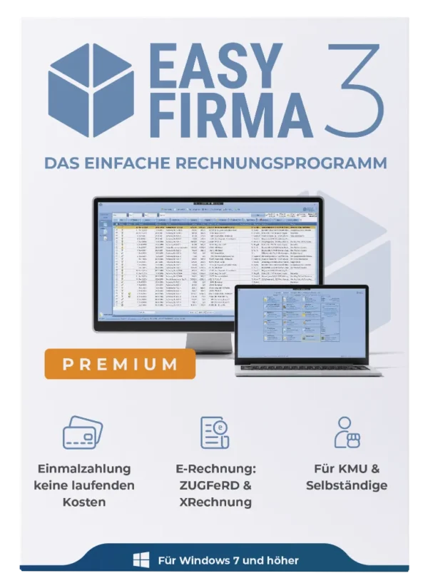 Rechnungssoftware EasyFirma 3 Premium Frontansicht