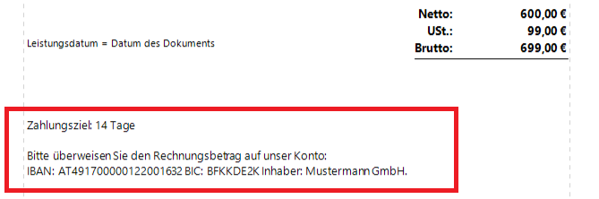 Rechnung mit Zahlungsziel