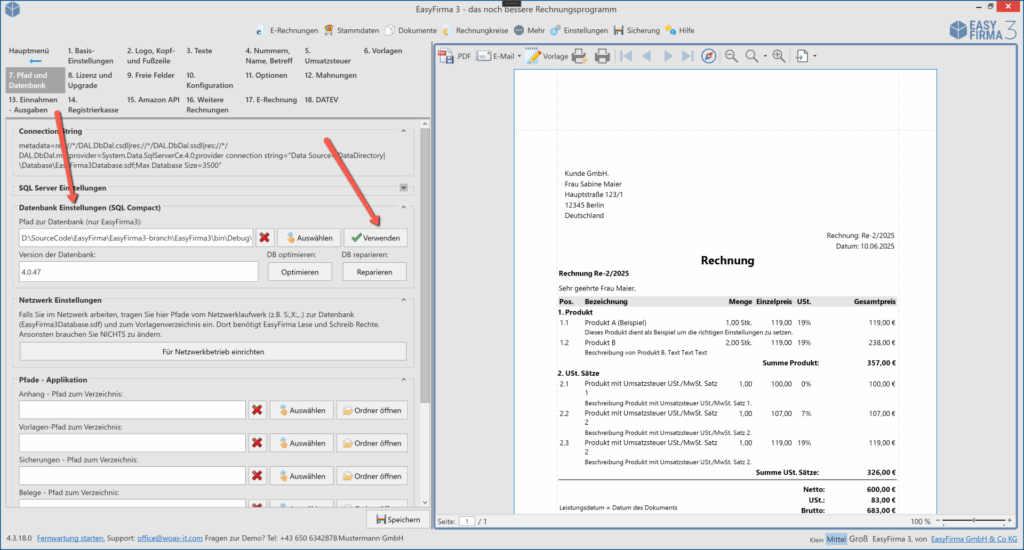 Auf lokale SQL Compact Datenbank wechseln