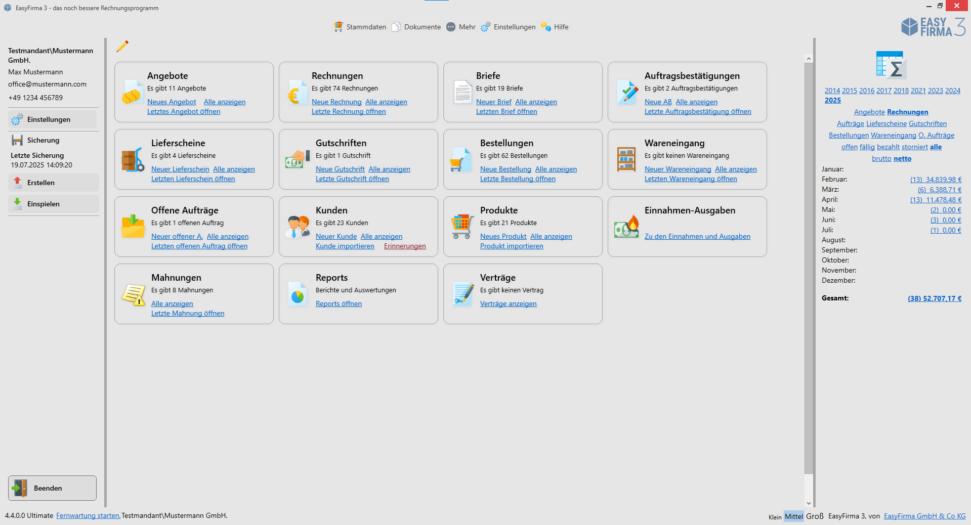 Neues Design EasyFirma in Version 4.4.0.0