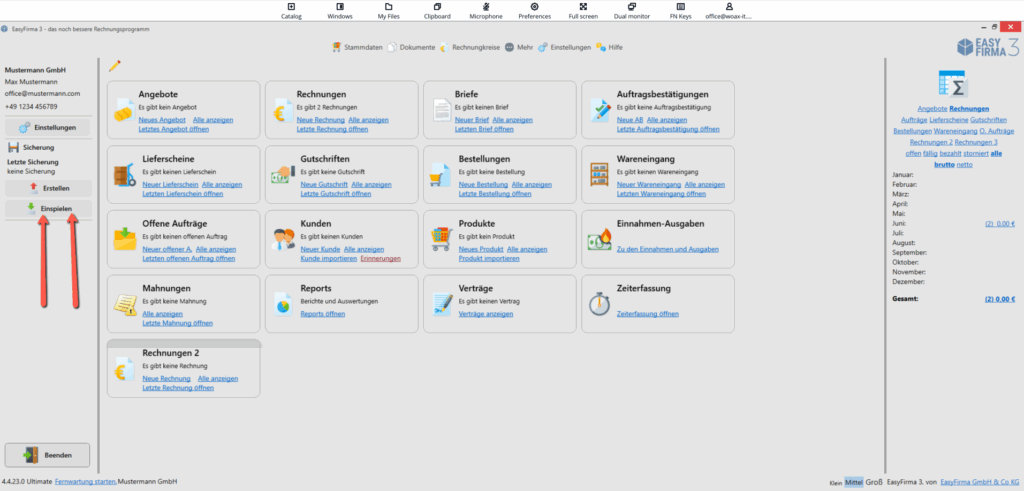 Sicherung einspielen