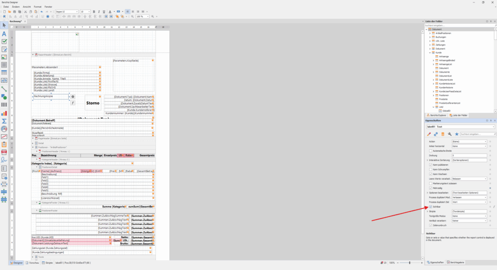 Sichtbarkeit abwählen