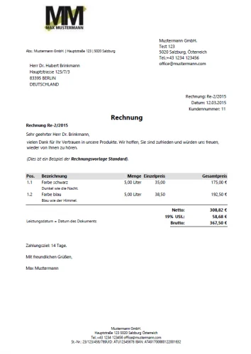 Vorlage Rechnung Muster